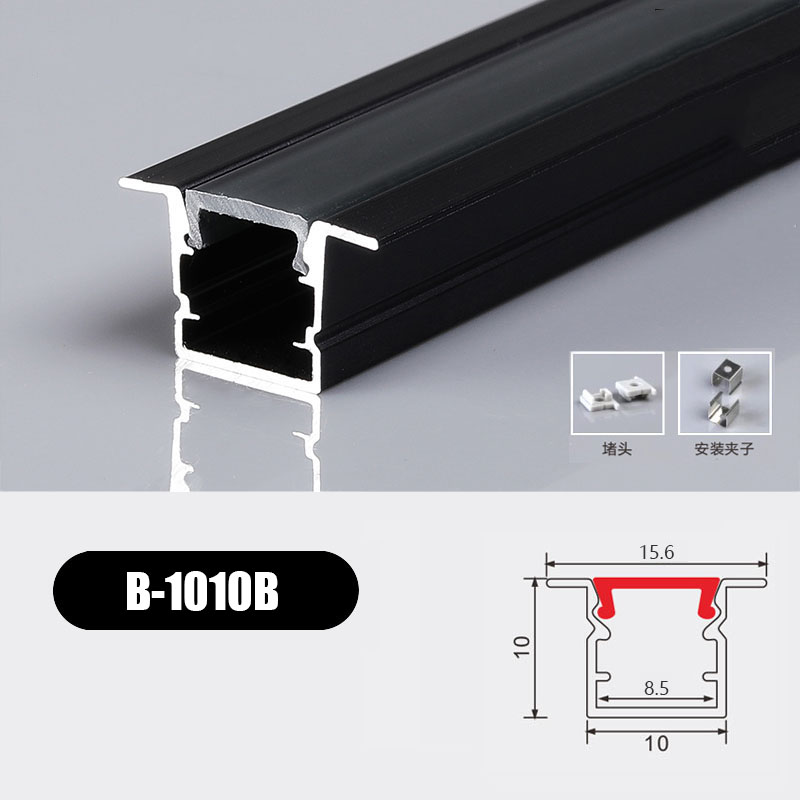 Tira de luces Led de perfil de aluminio negro/plateado, difusor de 2835 5050 canales, iluminación de línea de pared interior, barra de luz magnética para armario de cocina: Blanco / RGB