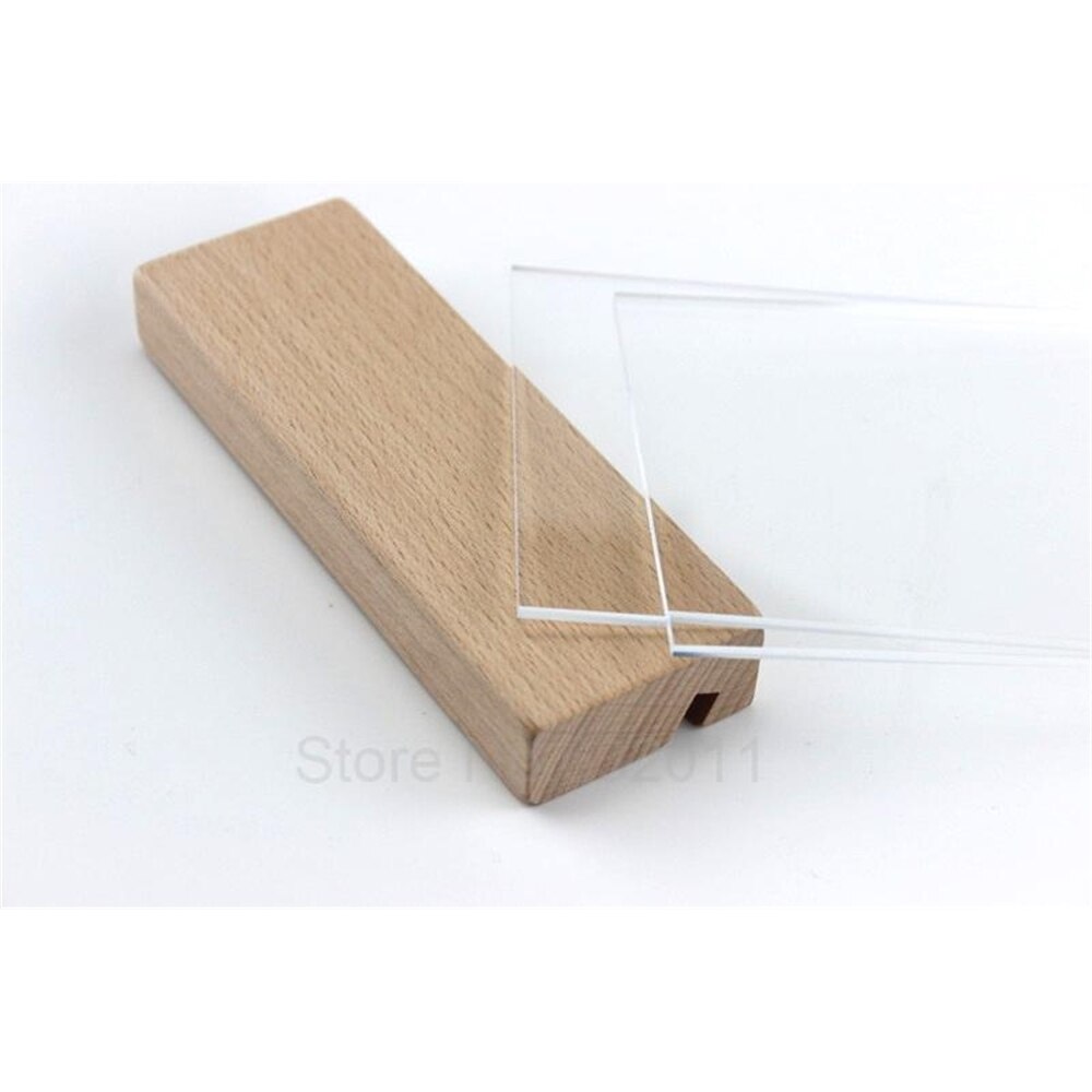 100*70mm Acrylic Sign Label Picture Photo Frame Wooden Sign Display Wood Table Name Card Display Stand Price Tag Lable Holder