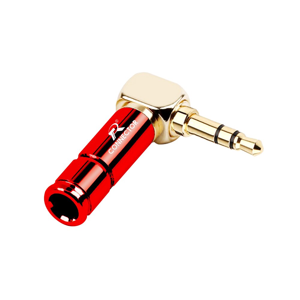 1pc luksuriøs kontakt 3.5mm rett vinklet øretelefonplugg 3 polet gullbelagt ledningskontakt som passer til 6mm- kabels diy play aluminiumslegeringsrør: Rød