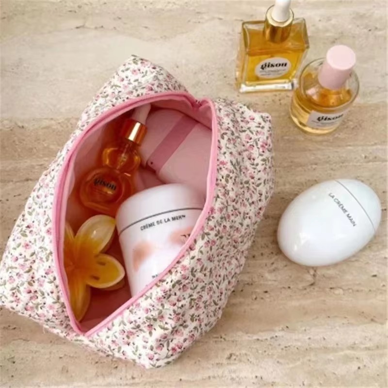 Opbergorganisator Bloemen Gezwollen Gewatteerde Make-up Tas Bloem Gedrukt Cosmetisch Etui Grote Reizen Cosmetische Tas Make-up Accessoire