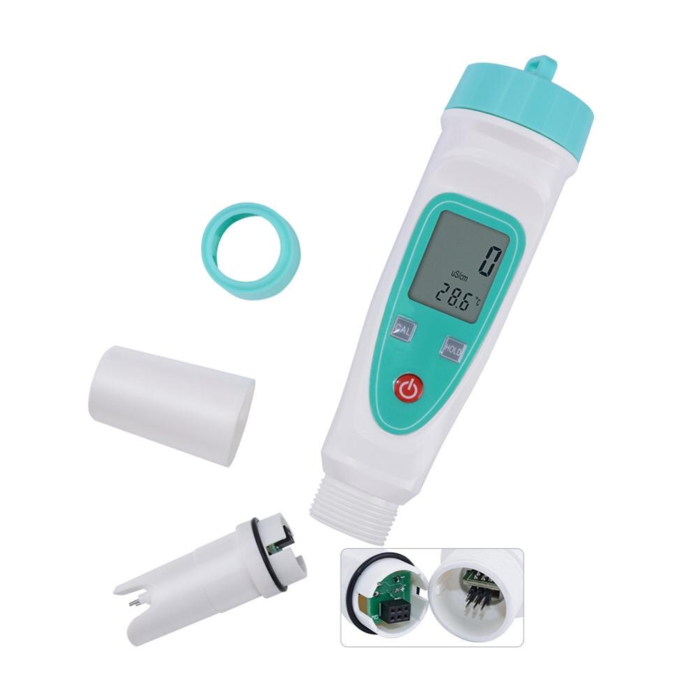 Ddb -12l digital ledningsevnemåler, ec &amp; temperatur 2 in 1 vandtester .0-5000us/ cm automatisk temperaturkompensation