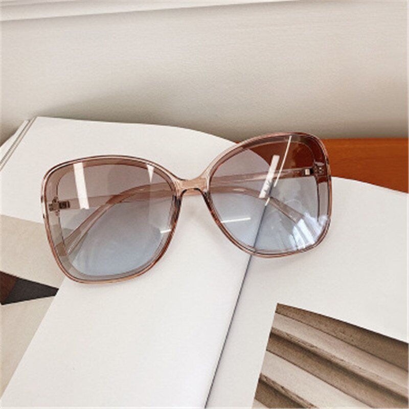 Yooske oversized ronde cat eye zonnebril dames heren vintage heldere gradiënt zonnebril retro brillen  uv400: Theeblauw