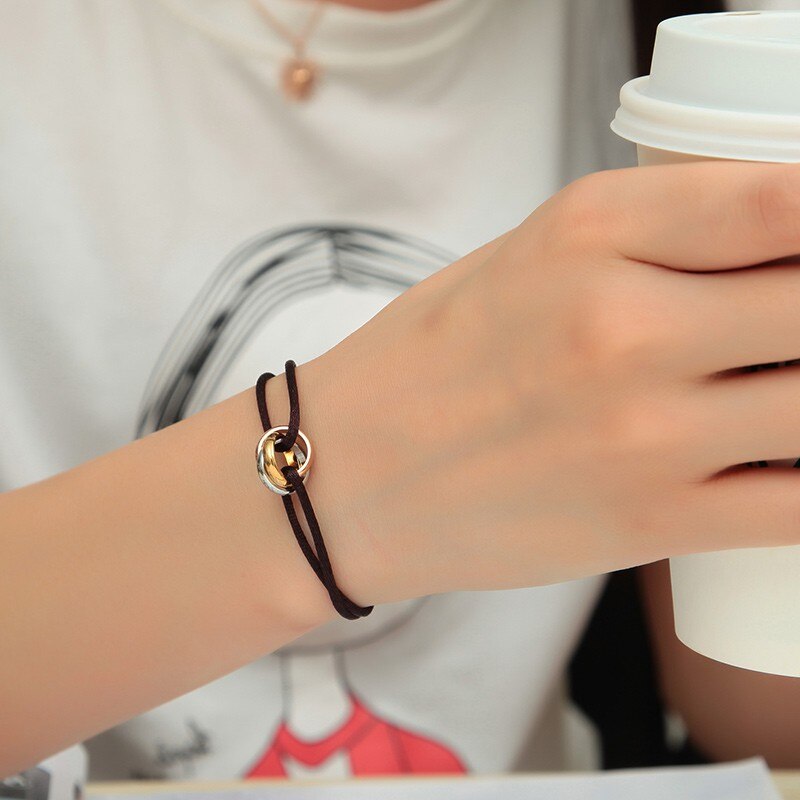 Top Simple Tricolor Steel Circle Tricyclic 13 Colors Rope Bracelet Bracelets for Men Women Jewelry
