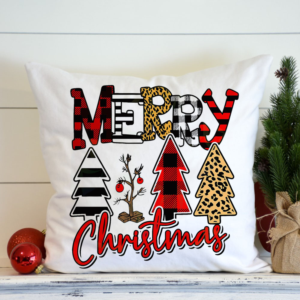 Merry Christmas Cushion Cover 45*45 Christmas Tree Pillowcase Sofa Cushions Pillow Cases Pillow Covers