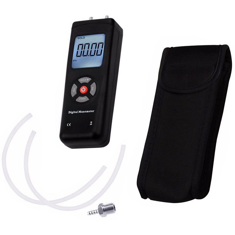 Manometer Digital Portable Handheld Air Vacuum Gas Pressure Gauge Meter with Backlight 11 Units +/- 13.78KPa +/- 2PSI