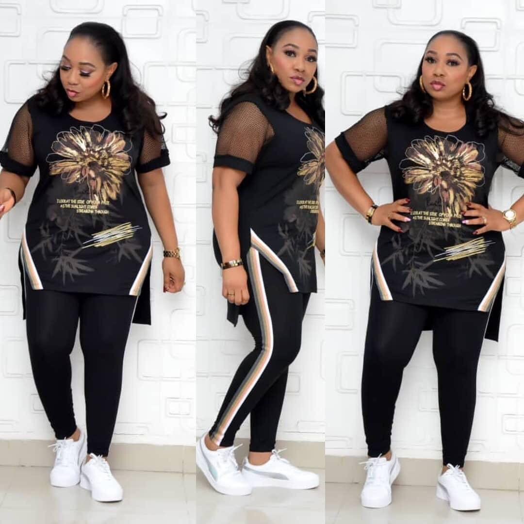 Todelt sæt afrika tøj afrikansk dashiki stribede bogstaver jakkesæt top bukser super elastisk fest til kvinder outfits: Sort / Xxl