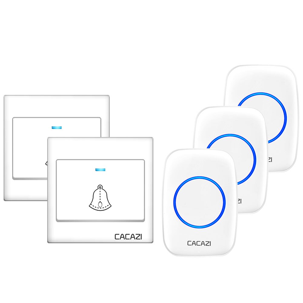 CACAZI Wireless Doorbell Waterproof 60 chimes 5 Volume Home Cordless Door Ring Bell 220V US EU UK Plug 1 2 Button 1 2 3 Receiver