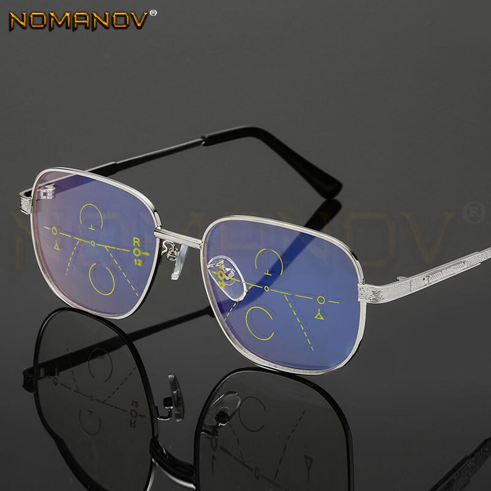 Ultralichte, volledig omrande, ronde retro leesbril voor dames en heren met progressieve multifocus, voeg 75 100 125 150 175 200 to 400 toe