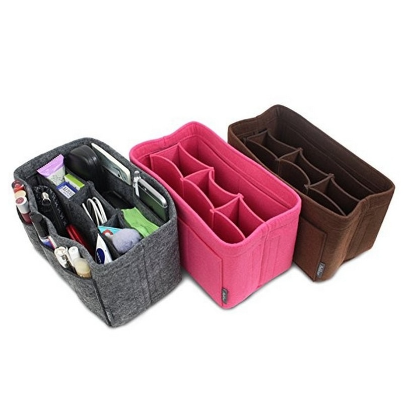 Ruputin kvinder makeup taske filt stof indsats taske organizer make up håndtaske dame rejse organisator multifunktionel kosmetik taske