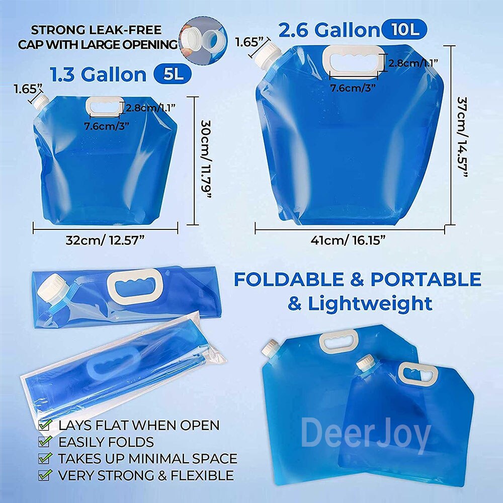 Collapsible Water Container Bag 5L 10L Outdoor Portable Folding Water Bag Car Water Carrier Container for Camping Hiking Travel