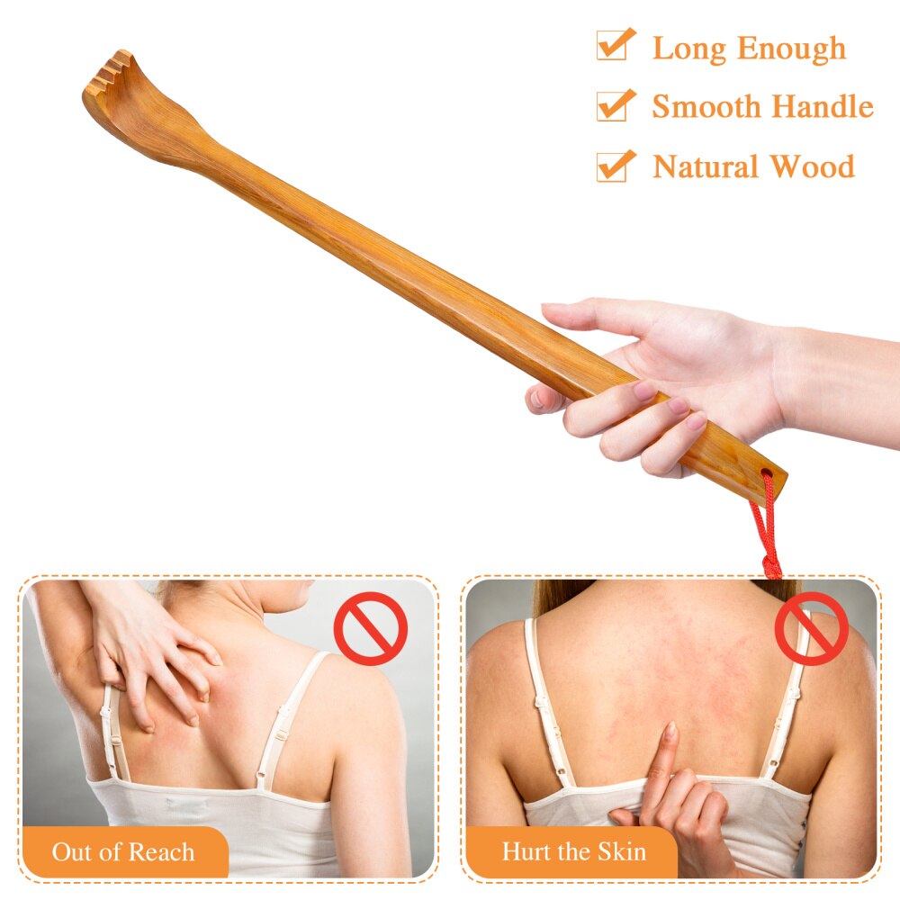 Artibetter Wooden Back Scratcher Stick Handheld Body Scratching Backscratcher Massager Back Scraper for Home
