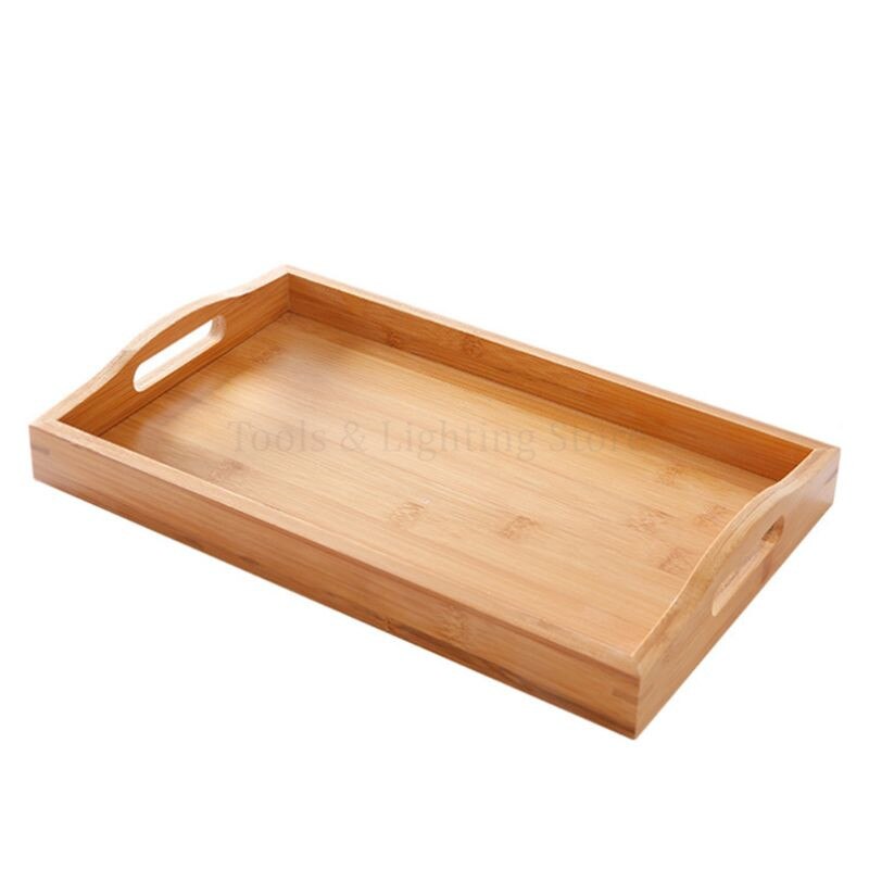 Free Ship Serving Tray with Handles Great for Dinner Trays, Tea Tray, Bar Tray, Breakfast Tray, or any Food Tray Bamboo Wooden: 38x25cm / Type 1