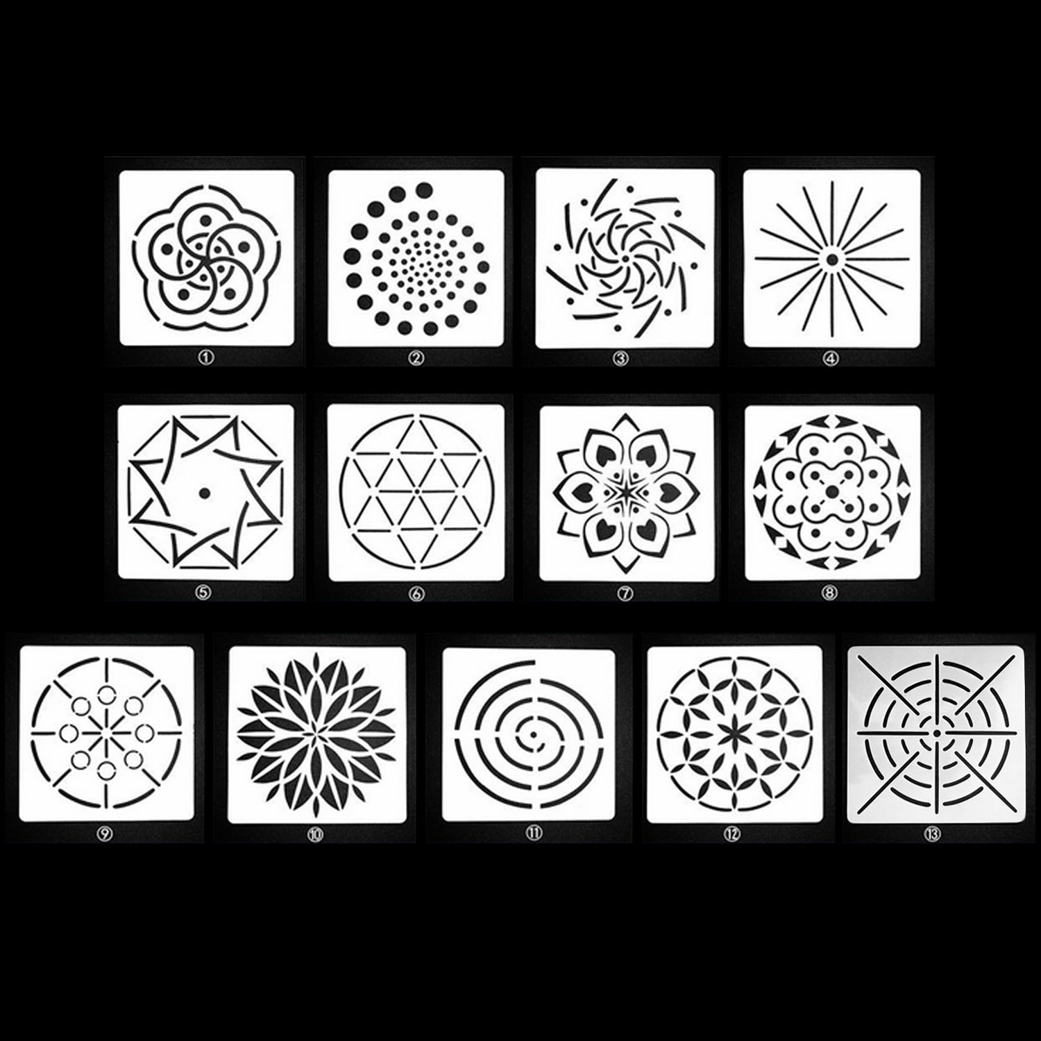 13Pcs Diverse Patroon Mandala Puntjes Schilderen Stencils Templates Gereedschap Voor Diy Craft Meubels Hout Canvas Rotsen Stoffen Art