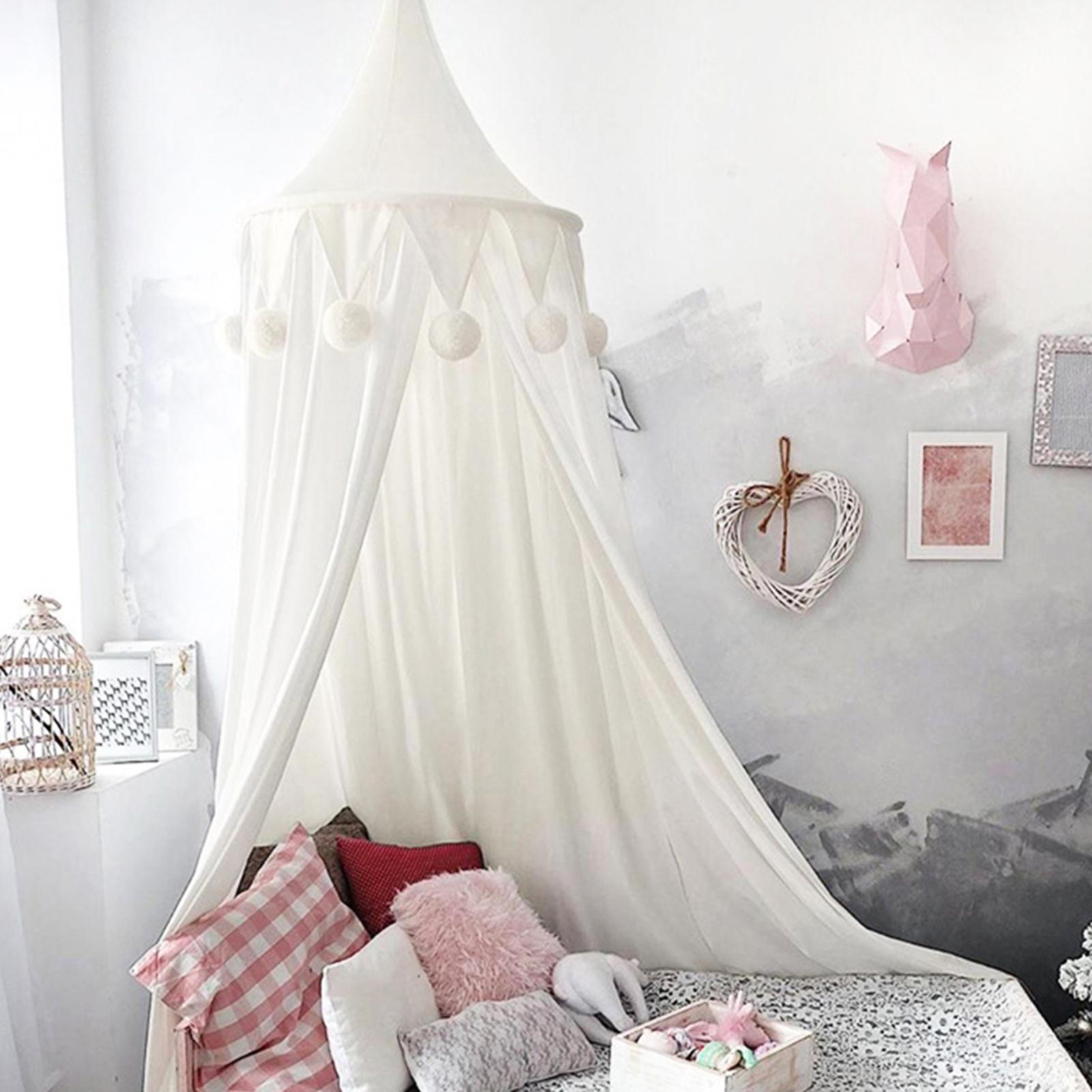 Nordic Thick Lace Pompom Baby Mosquito Net Bed Valance Cotton Children Hanging Tent Bed Canopy Home Bedroom Decoration
