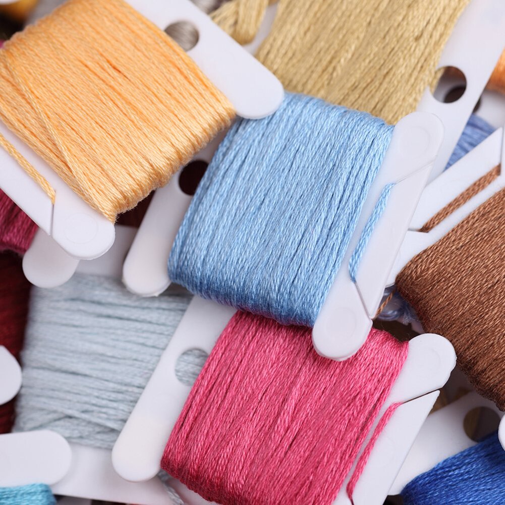 50 Skeins Rainbow Color Embroidery Thread Cross Stitch Floss with 12 Bobbins
