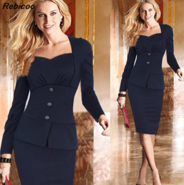 Blazer Women Business Suits Formal Office Suits Work Long Sleeve Knee-Length Suits With Skirts 5 Colours For Women