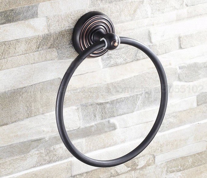 Towel Ring Oil Rubbed Bronze Bathroom towel holder, Wall-Mounted Round Towel Rings Towel Rack Bathroom Accessories zba124