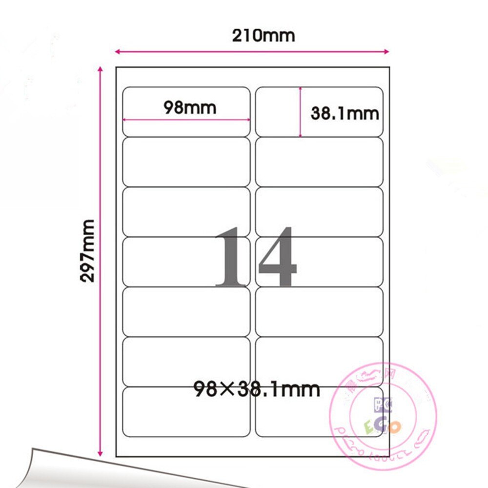 Matt vit 9 storlekar  a4 kradt papper fyrkantig rund vinkel utskrivbara pappersklistermärken återförsäljar express kraftpappersetiketter: 9.8 x 3.81cm 420 st