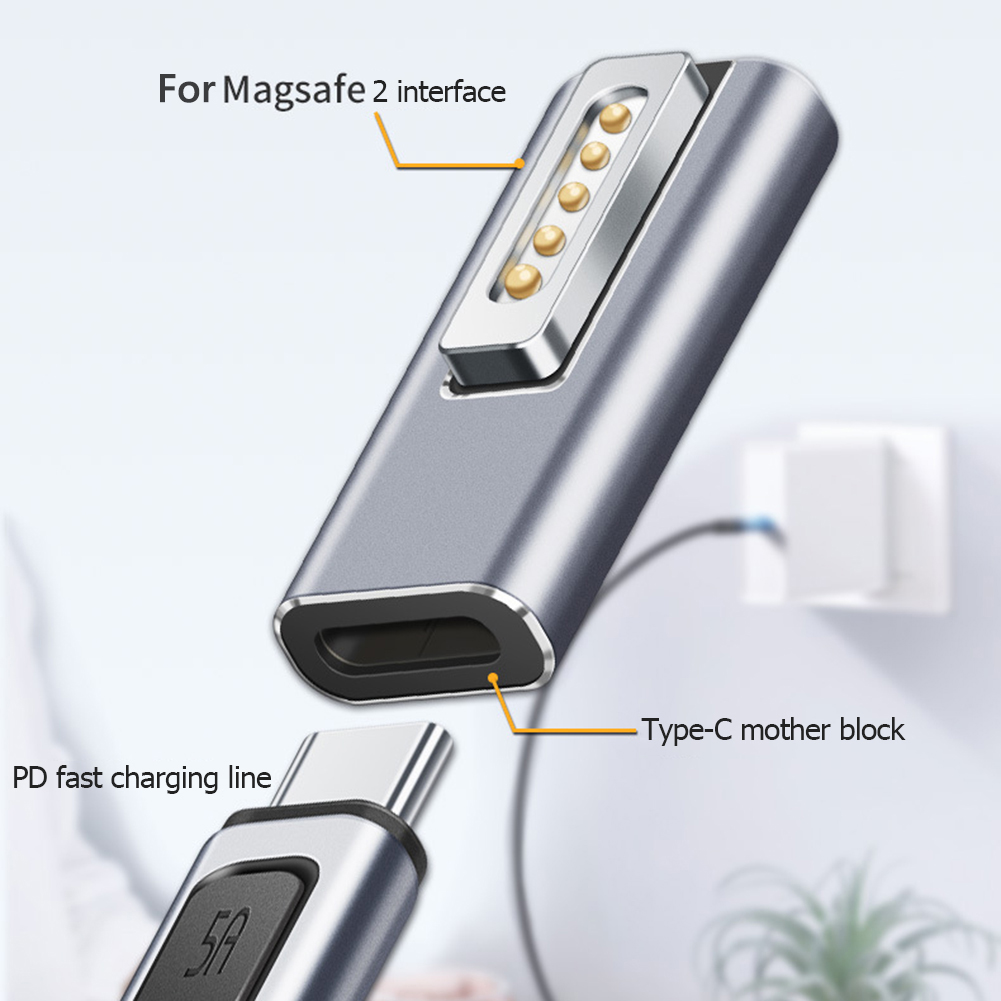 USB-Typ-C-Magnet-PD-Adapter für Apfel Magsafe 1, Magsafe 2, MacBook Profi, DC 5521, USB-C-Buchse, Schnelllade-Magnetstecker-Konverter