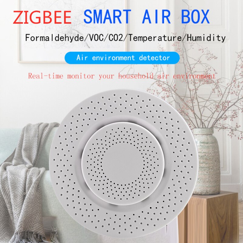 Tuya Zigbee CO2 Hcho Voc Detector Formaldehyde Kooldioxide Sensor Air Monitor Domotica Alarm Detector