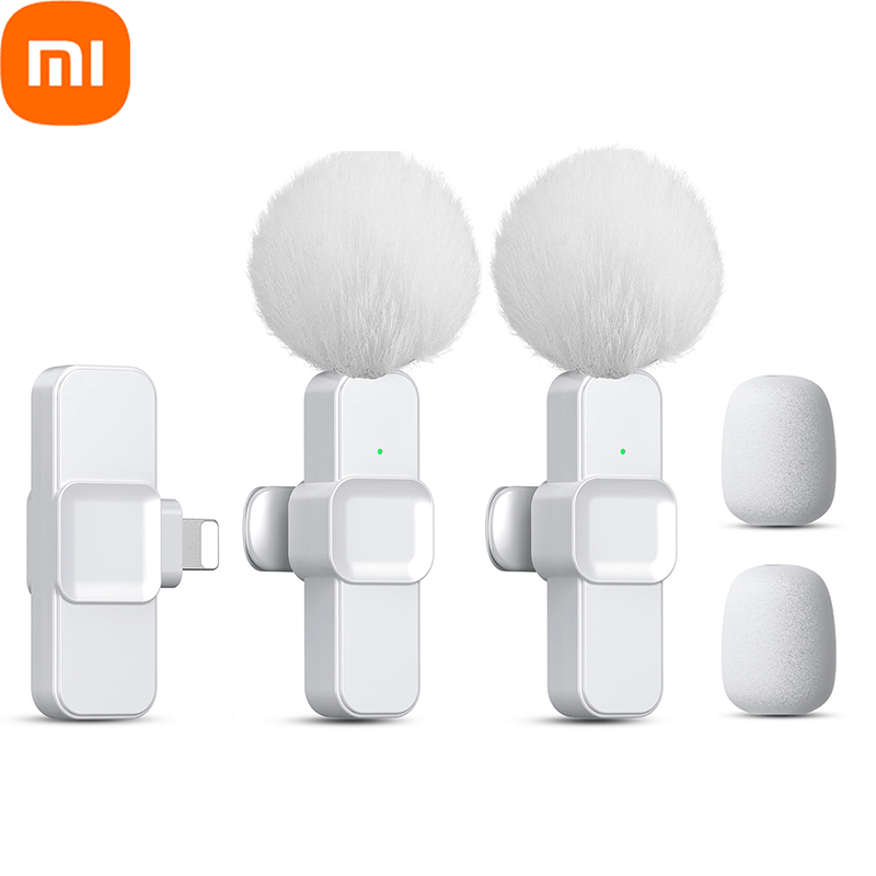 Xiaomi pinkes kabelloses lavalier-mikrofon für iphone, Android, pc, Live-Spielen, smartphone, tragbares mikrofon für Audio-- und videoaufnahmen, vlogging: Beige