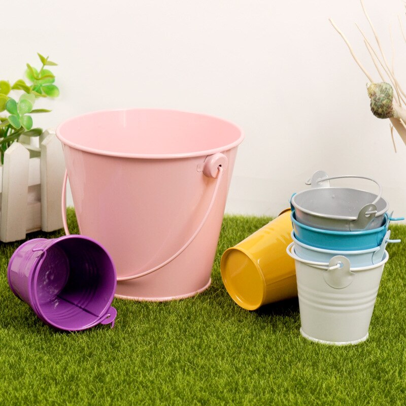 3PCS Small Metal Buckets Tinplate Mini Bucket Flower Pots Home Decoration Iron Planters Wedding Party Planters Flower Pot Decor