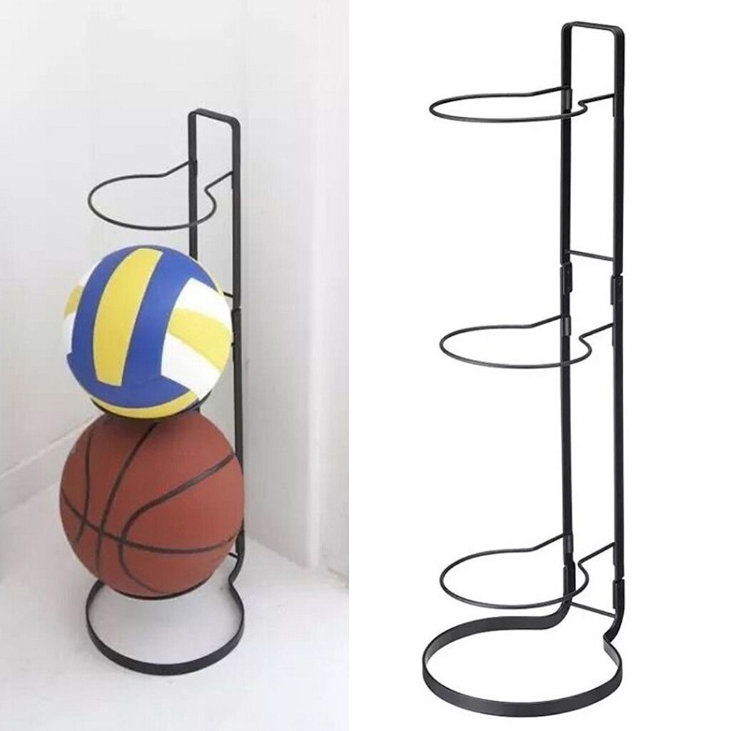 Black metal football basketball display storage rack sports equipment holder