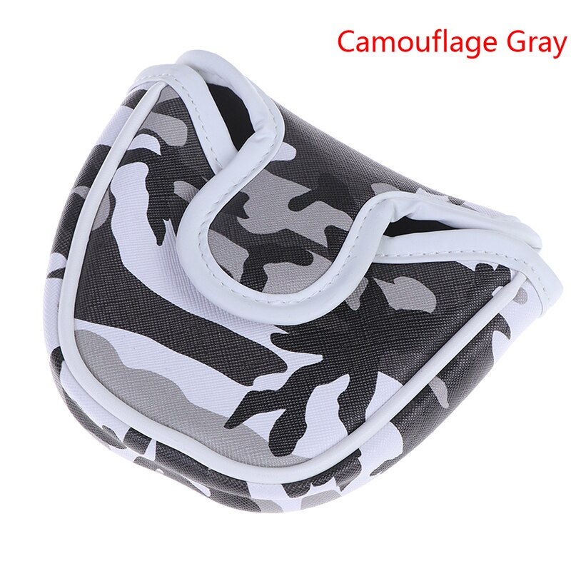 1 Uds funda para cabeza de palo de golf PU cuero a prueba de polvo camuflaje patrón cabeza cubierta para palo de golf Putter funda bolsa mazo: GY