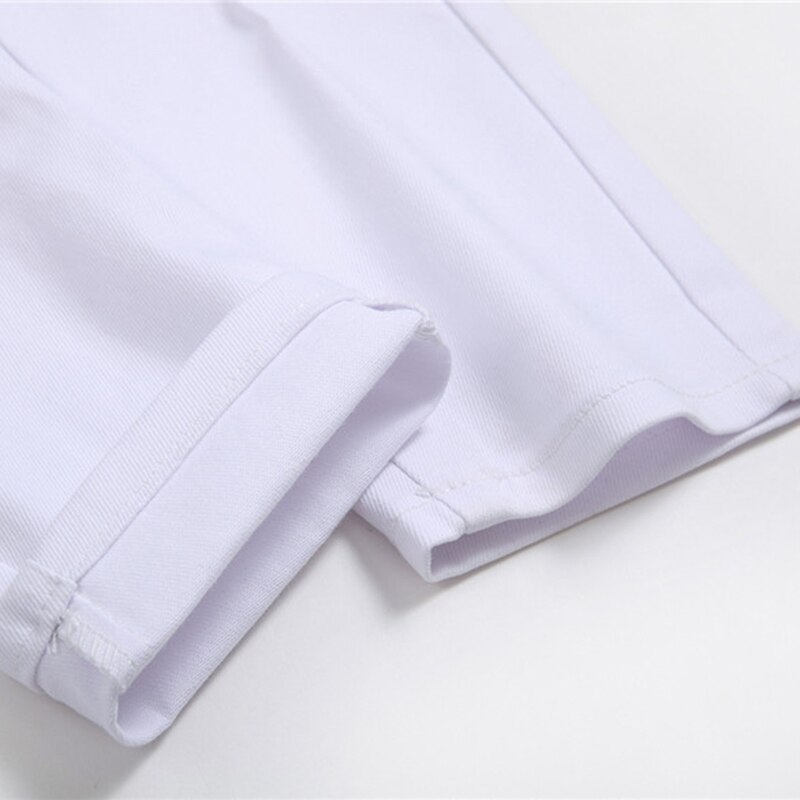 Pantalones vaqueros blancos con estampado de Ángel y letras bordadas para hombre, pantalones pitillo elásticos ajustados a la