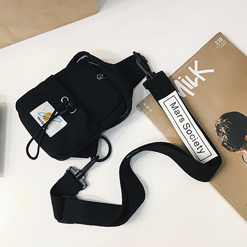 Pacote de peito de lona pequena para homens mulheres crossbody sacos hip hop streetwear saco fanny pacote multifunções mini cinto cintura saco de peito