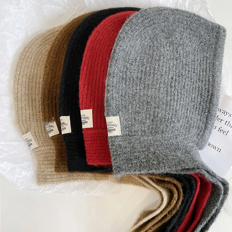 Strikkede luer til menn og kvinner, vintervarm unisex hettelue, halskrage, skjerflue, skilue, kalde luer, balaklava, lue