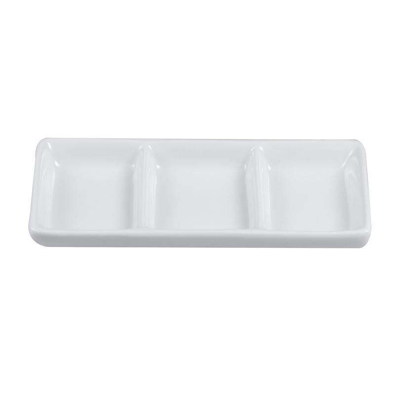 6 / 8.5 Inch Pure White Keramische 3-Compartiment Voorgerecht Dienblad Rechthoekige Verdeeld Saus Gerechten Voor Spice Schotel sojasaus