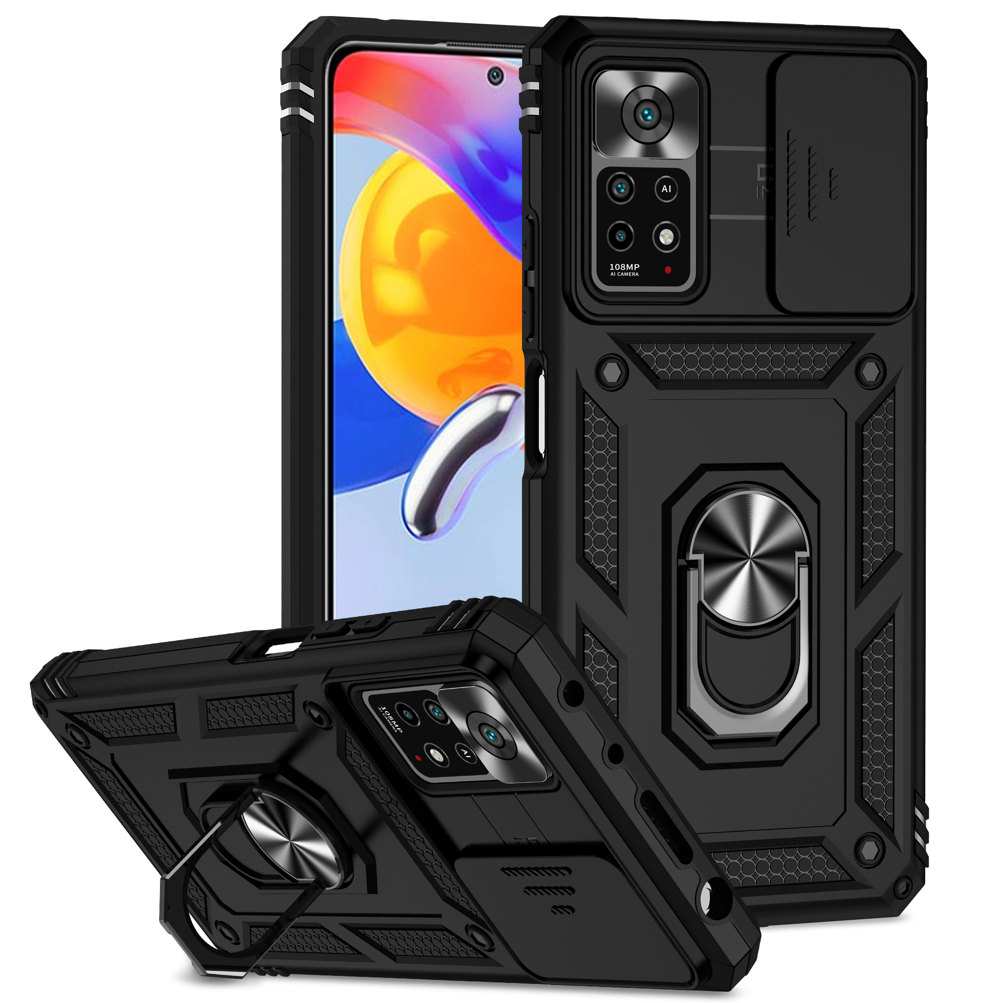 Ring Stand Cover Voor Redmi Note 11 Pro Plus Armor Anti-val Camera Bescherming Telefoon Case Voor Redmi Note 11s Note11 Pro + 5G Funda