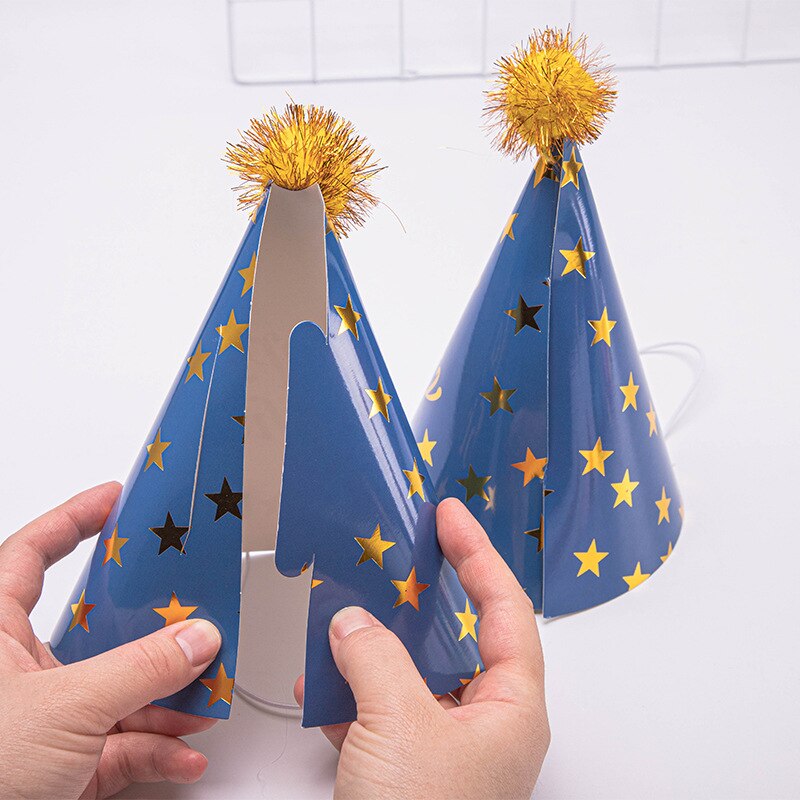 10 stücke Glücklich Geburtstag Hüte Polka Punkt Filz Pompoms Papier Kegel Kappen Baby Dusche Erwachsene freundlicher Geburtstag Party Dekoration Supplie
