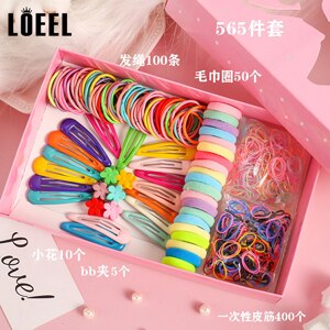 Bandes de cheveux élastiques 220-870 pièces/lot | Nouvelle pince à cheveux, coffret , ensemble épingles à cheveux pour enfants, accessoires pour cheveux: 565pcs set with box
