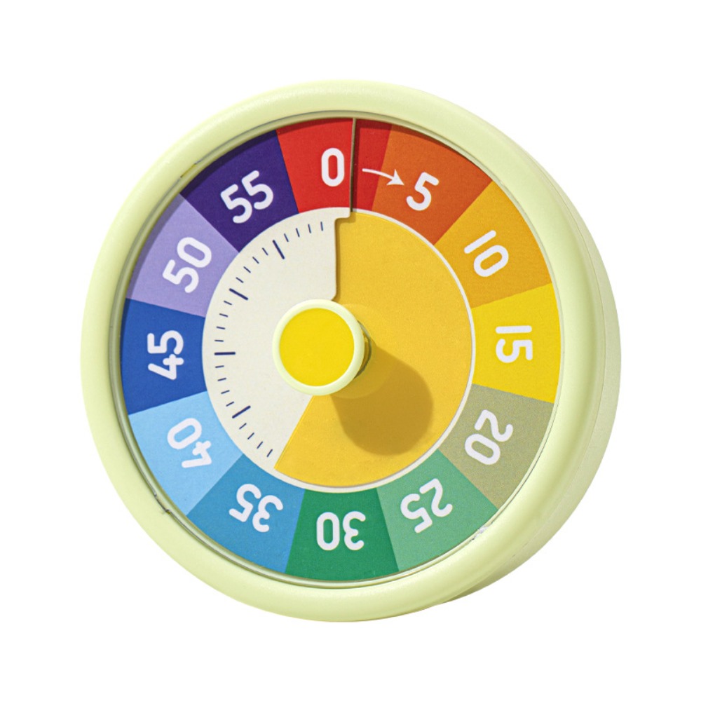 Portable 60 Minutes Silent Visual Timer Round Mute Study Time Manager Durable Plastic Countdown Timer Student: Red