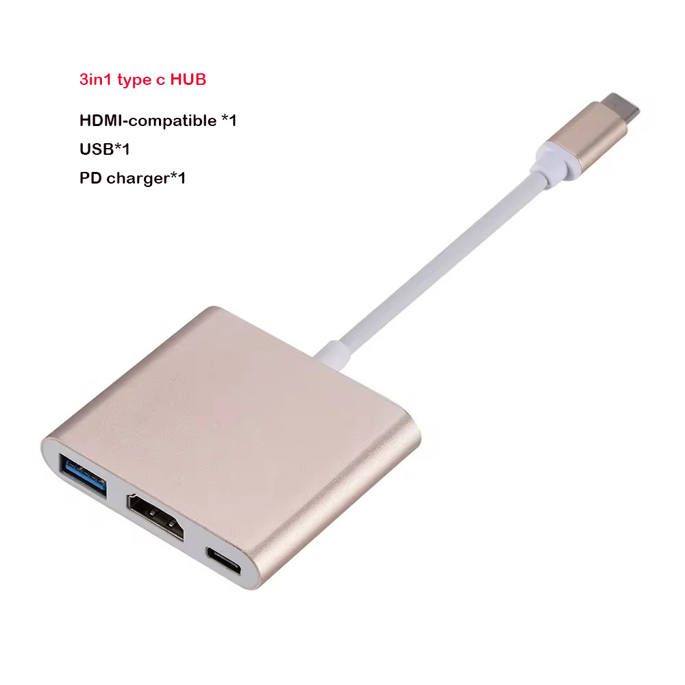 USB C To HDMI-Compatible VGA Adapter Type-C Digital AV Multiport Adapter Thunderbolt 3 Converter To 4K 1080P for MacBook: WHITE