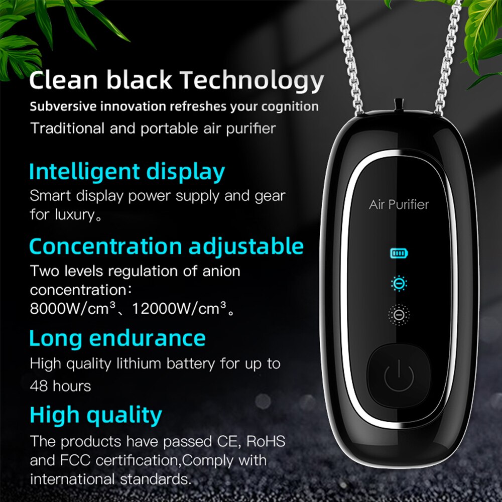 USB Portable Air Purifier Personal Necklace With Negative Ion Air Freshener-No Radiation Ionizer Negative Ion Generator For Kids