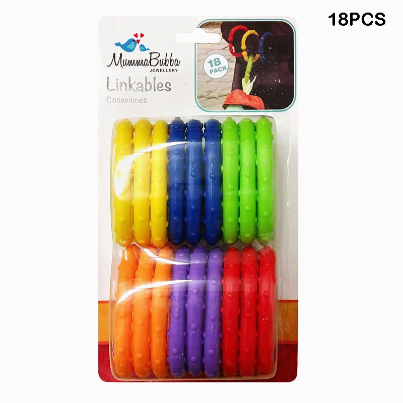 6/18/24Pcs BPA Free Grip Baby Teether Rattle Rainbow Ring Molars Rattle Safety Toy for Children Crib Bed Stroller Hanging: B