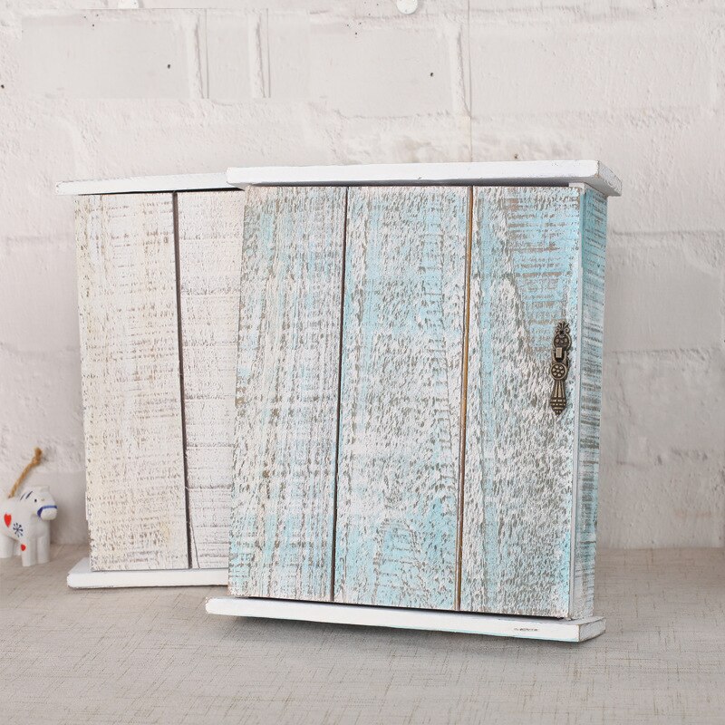 Caja decorativa para colgar en la pared, estilo rústico, Vintage, antiguo, de madera maciza, almacenamiento de decoración para el hogar, estantes 22*6,5*26cm