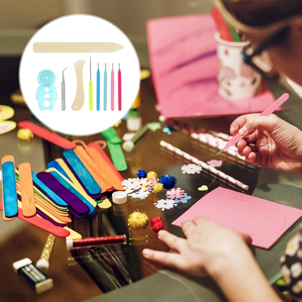 9pcs Paper Rolling Curling Quilling Tools Slotted Kit Needle Pens for Art Craft