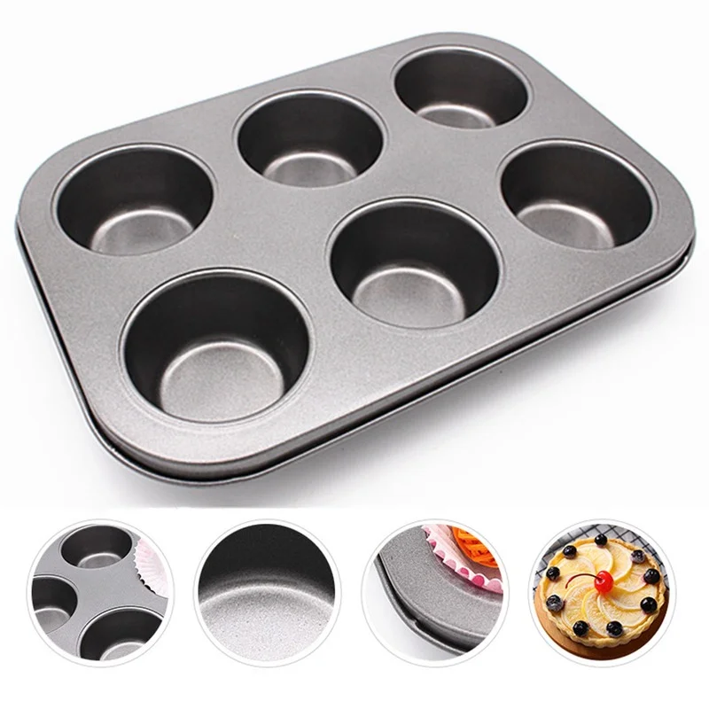 6 koppar fyrkantig muffinsplåt muffinsplåt muffinsplåt muffinsplåt kolstål bakplåt non-stick bakform muffinsform