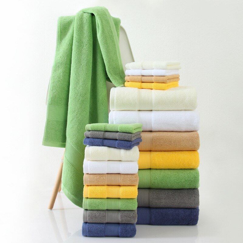 Streep Katoenen Handdoek Badhanddoek Van Drie Sets Effen Kleur Dikker Badkamer Handdoeken Set Grote Dikke Handdoeken Set Thuis Hotel