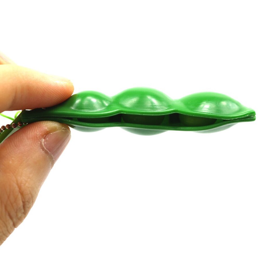 1 Pack Creatieve Squeeze Bean Sleutelhanger Praktische Fidget Speelgoed Stress Verlichten Erwt Keten Speelgoed voor Kinderen Volwassenen Groen