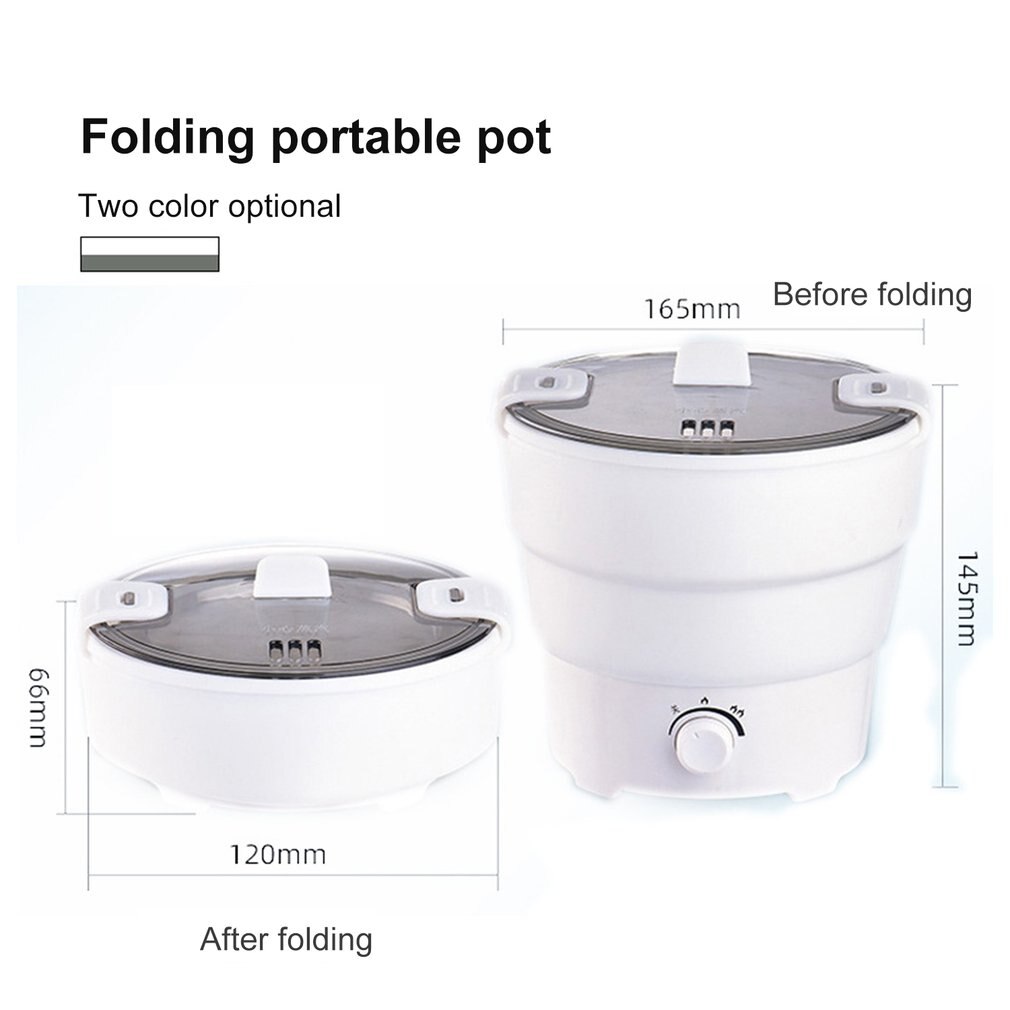 Folding Electric Skillet Kettle Heated Food Container Heated Lunch Box Cooker Portable Pot Cooking Tea Pot