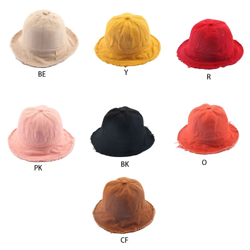 Chapeau en coton pour enfants en bas âge | Chapeau de seau floqué, couleur unie, Vintage, glands délavés à franges, large bord, Hip Hop enfant, chapeau de pêcheur