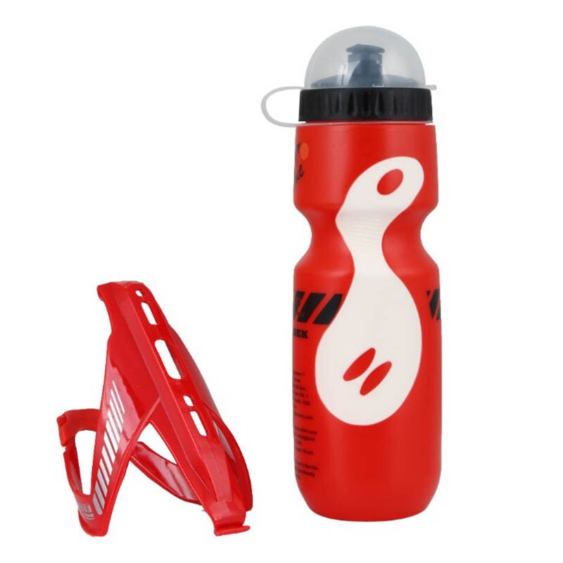 Mountainbike Water Drink Fles + Houder Outdoor Sport Draagbare Water Fles 650Ml: Rood