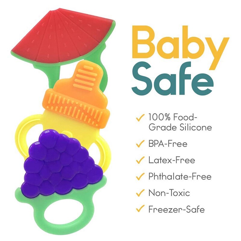 Siliconen baby-bijtspeeltjes 5- pack - bpa-natuurlijk, biologisch, vriezerbestendig bijtspeeltje voor baby's van 3 to tot 12 maanden oud
