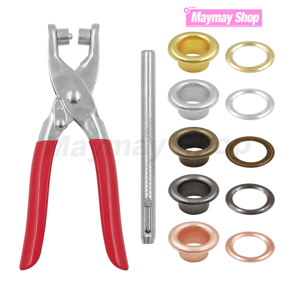 1 Juego de alicates para ojales, Kit de alicates perforadores para ojales con 100 juegos de ojales de Metal de 4mm, Kit de herramientas para ojales para artesanía de cuero