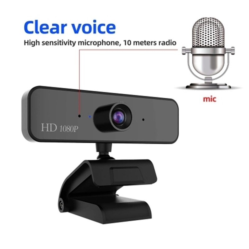 S2 HD 1080P Webcam Built-In Microphone High-End Video Call Web Camera for PC Laptop (Black)